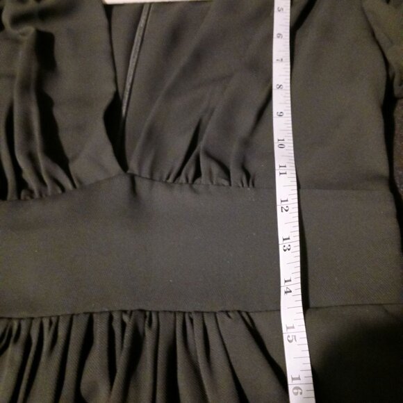 NEW Amanda Uprichard Analeigh Shirred Long Sleeve Faux-Wrap Mini‎ Dress Black S - Picture 15 of 16